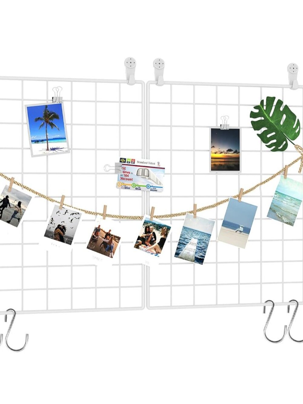 Photo Wall Display Set of 2, Wall Grid Panel, 15.7" x 11.8", White